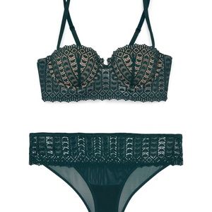 Black Eyelet Heart Shape Cutout Mesh Women's Nylon Bra